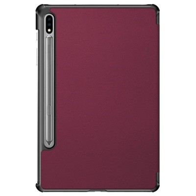 Samsung Galaxy Tab S7 FE 12.4", S7+ 12.4" (T976) atverčiamas bordo odinis dėklas - knygutė (sulankstomas) | Priedai.lt