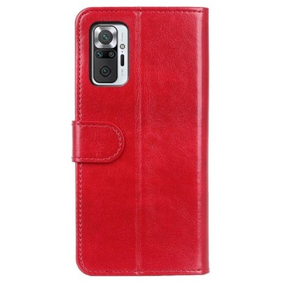 Xiaomi Redmi Note 10 Pro atverčiamas raudonas odinis dėklas, knygutė - piniginė | Priedai.lt