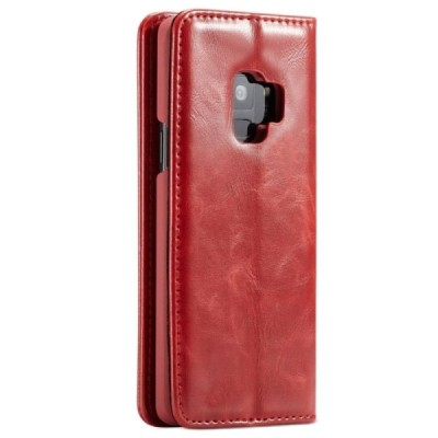 Samsung Galaxy S9 (G960) „CaseMe“ solīds atvēramais ādas sarkans maciņš - maks | Vacins.lv