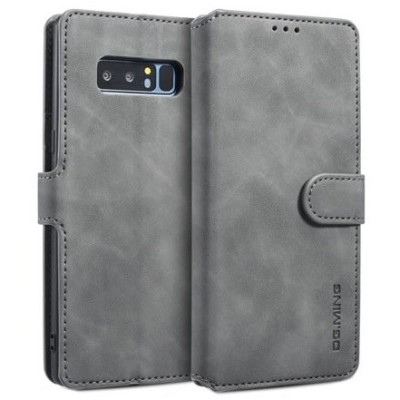 Samsung Galaxy Note 8 (N950F) Retro atverčiamas pilkas odinis retro dėklas - piniginė | Priedai.lt