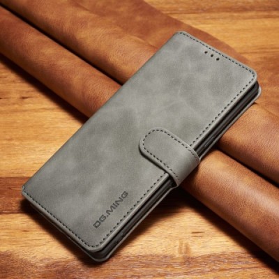 Samsung Galaxy Note 8 (N950F) Retro atverčiamas pilkas odinis retro dėklas - piniginė | Priedai.lt
