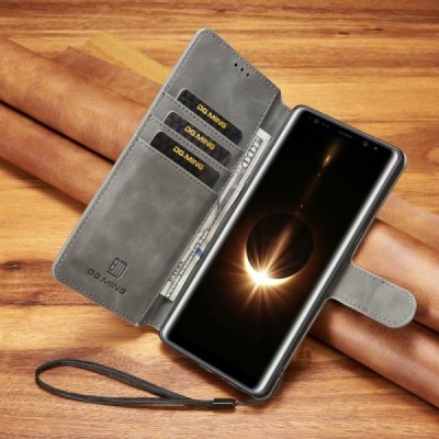 Samsung Galaxy Note 8 (N950F) Retro atverčiamas pilkas odinis retro dėklas - piniginė | Priedai.lt