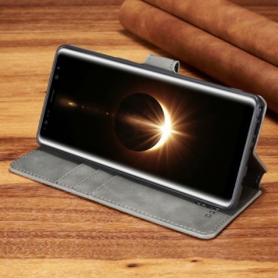 Samsung Galaxy Note 8 (N950F) Retro atverčiamas pilkas odinis retro dėklas - piniginė | Priedai.lt