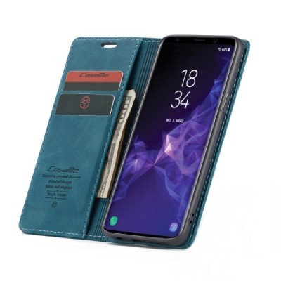 Samsung Galaxy S9 (G960) CaseMe Retro solīds atvēramais ādas zaļš maciņš - maks | Vacins.lv