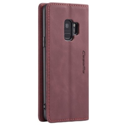 Samsung Galaxy S9 (G960) CaseMe Retro solīds atvēramais ādas bordo maciņš - maks | Vacins.lv