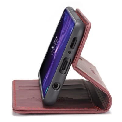 Samsung Galaxy S9 (G960) CaseMe Retro solīds atvēramais ādas bordo maciņš - maks | Vacins.lv