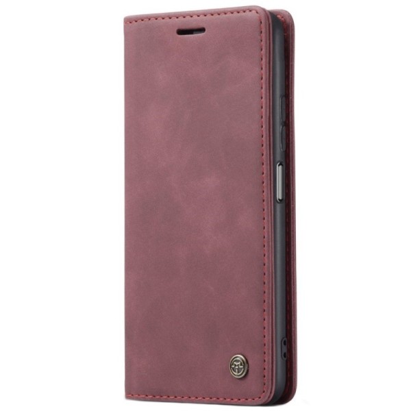 „CaseMe“ Retro solīds atvēramais ādas maciņš - bordo (Redmi Note 10 Pro)