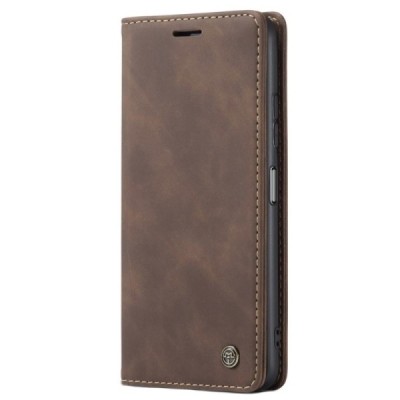 Xiaomi Redmi Note 10 Pro CaseMe Retro solidus atverčiamas tamsiai rudas odinis dėklas - knygutė | Priedai.lt