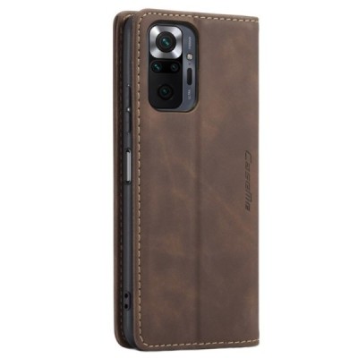 Xiaomi Redmi Note 10 Pro CaseMe Retro solidus atverčiamas tamsiai rudas odinis dėklas - knygutė | Priedai.lt