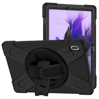 Samsung Galaxy Tab S7 FE (T736B,T730) sustiprintos apsaugos (360°) juodas dėklas - nugarėlė | Priedai.lt