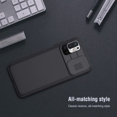 Xiaomi Poco M3 Pro (Redmi Note 10 5G) „Nillkin“ CamShield melns apvalks | vacins.lv