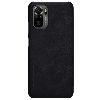Xiaomi Redmi Note 10 4G (Note 10s, Poco M5s) greznais Nillkin Qin sērijas ādas atvērams melns maciņš, maks | Vacins.lv