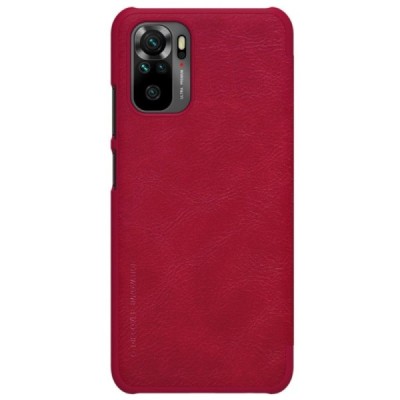 Xiaomi Redmi Note 10 4G (Note 10s, Poco M5s) greznais Nillkin Qin sērijas ādas atvērams sarkans maciņš, maks | Vacins.lv