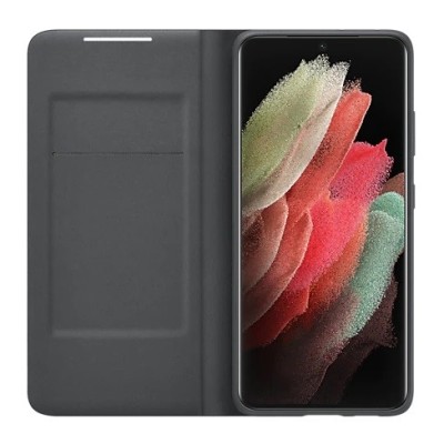 Samsung Galaxy S21 Ultra (G998B) oficiāls Smart Led View Cover atvērams melns maciņš (maks) | Vacins.lv