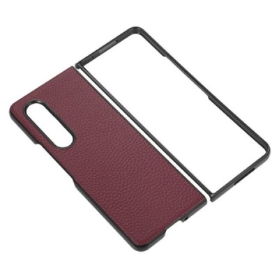 Samsung Galaxy Z Fold3 5G (F926B) Deluxe Leather bordo ādas plastika apvalks | Vacins.lv