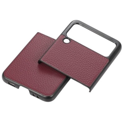Samsung Galaxy Z Flip3 (F711) Deluxe Leather bordo ādas plastika apvalks | Vacins.lv