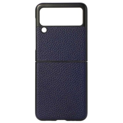 Samsung Galaxy Z Flip3 (F711) Deluxe Leather zils ādas plastika apvalks | Vacins.lv