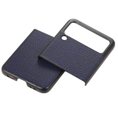 Samsung Galaxy Z Flip3 (F711) Deluxe Leather mėlynas odinis dėklas - nugarėlė | Priedai.lt