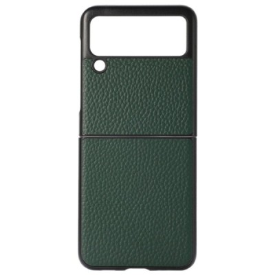 Samsung Galaxy Z Flip3 (F711) Deluxe Leather zaļš ādas plastika apvalks | Vacins.lv