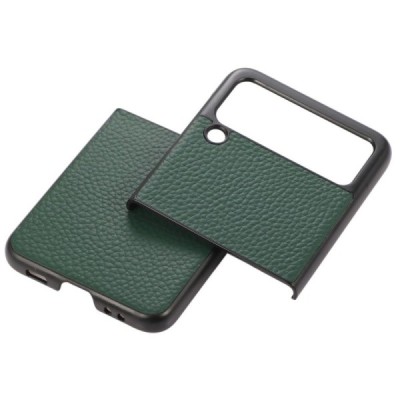Samsung Galaxy Z Flip3 (F711) Deluxe Leather zaļš ādas plastika apvalks | Vacins.lv
