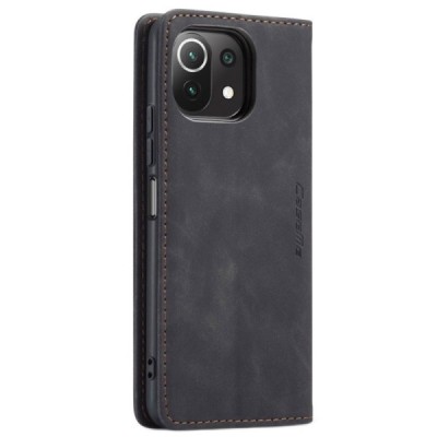 Xiaomi Mi 11 Lite CaseMe Retro solīds atvēramais ādas melns maciņš - maks | Vacins.lv