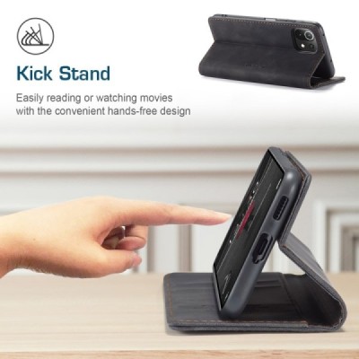 Xiaomi Mi 11 Lite CaseMe Retro solīds atvēramais ādas melns maciņš - maks | Vacins.lv