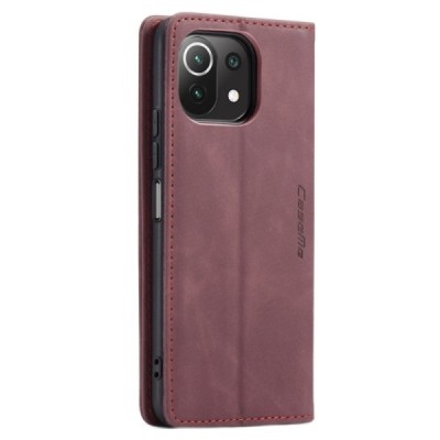 Xiaomi Mi 11 Lite CaseMe Retro solīds atvēramais ādas bordo maciņš - maks | Vacins.lv