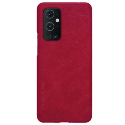 Greznais „Nillkin“ Qin sērijas ādas atvērams sarkans OnePlus 9 Pro maciņš (maks) | Vacins.lv