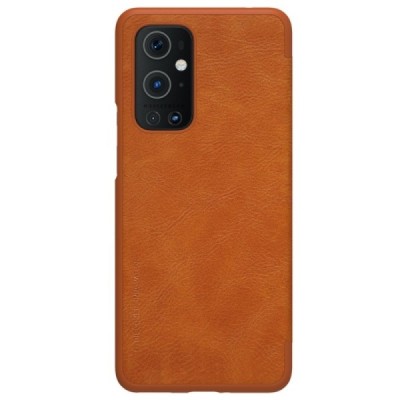 Greznais „Nillkin“ Qin sērijas ādas atvērams brūns OnePlus 9 Pro maciņš (maks) | Vacins.lv