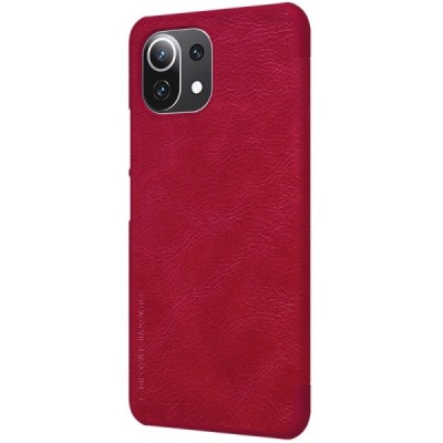 Greznais „Nillkin“ Qin sērijas ādas atvērams sarkans Xiaomi Mi 11 Lite maciņš (maks) | Vacins.lv