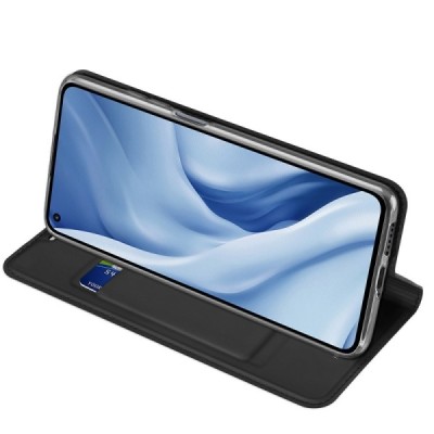 Xiaomi Mi 11 Lite „Dux Ducis“ Skin sērijas melns ādas atvērams maciņš | Vacins.lv