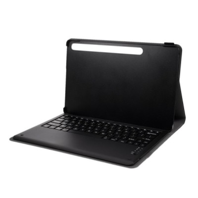 Samsung Galaxy Tab S7 FE 12.4", S7+ 12.4" (T976, T970) atverčiamas juodas odinis dėklas su bluetooth belaide klaviatūra | Prieda