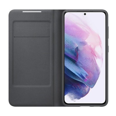 Samsung Galaxy S21 (G991B) oficiāls Smart Led View Cover atvērams melns maciņš (maks) | Vacins.lv
