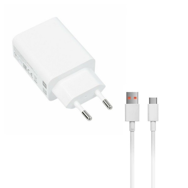„Xiaomi“ Fast Charger sieninis įkroviklis (Max 33W) + Type-C USB laidas - baltas