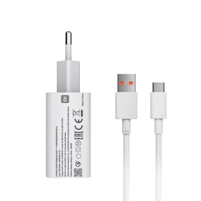 „Xiaomi“ Fast Charger MDY-11-EZ kelioninis (sieninis, buitinis) įkroviklis (33W) - baltas + Type-C USB laidas | Priedai.lt