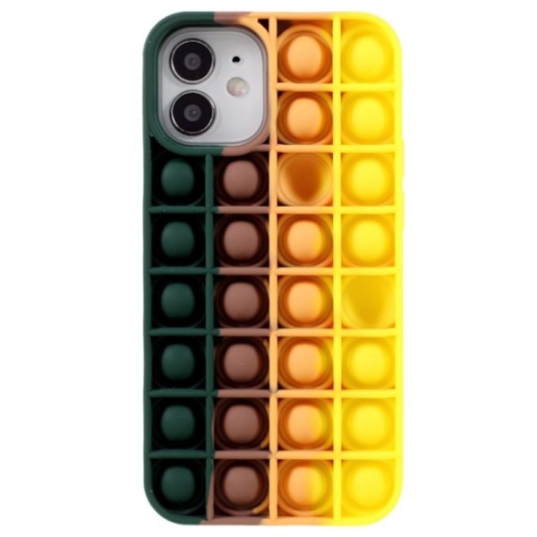„Popit“ Bubble minkšto silikono (TPU) dėklas - tamsiai žalias (iPhone 12 Mini)