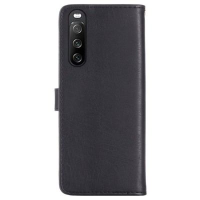 Sony Xperia 10 III atvēramais ādas melns retro maciņš (maks) | Vacins.lv