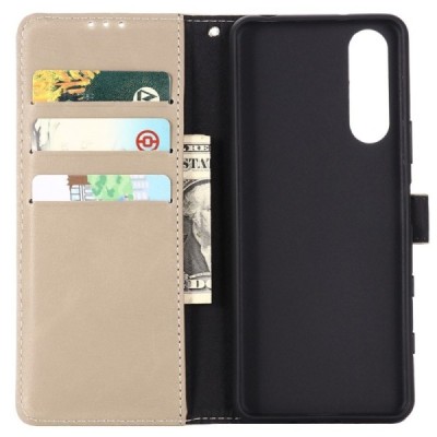 Sony Xperia 10 III atvēramais ādas smilšains retro maciņš (maks) | Vacins.lv