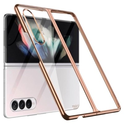 Samsung Galaxy Z Fold3 5G (F926B) GKK skaidrus plastikinis aukso spalvos dėklas - nugarėlė | Priedai.lt