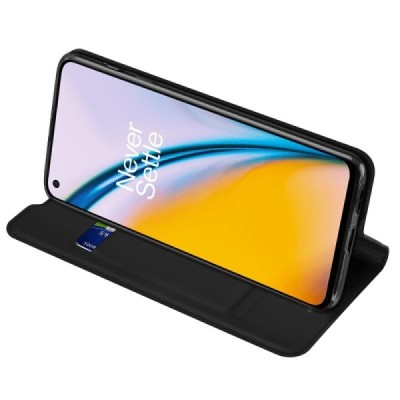 OnePlus Nord 2 „Dux Ducis“ Skin sērijas melns ādas atvērams maciņš | Vacins.lv