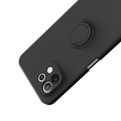 Xiaomi Mi 11 Lite Kickstand Shell cieta silikona (TPU) melns apvalks | vacins.lv