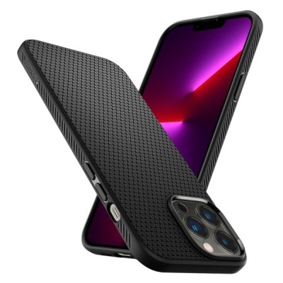 „Spigen“ Liquid Air Apple iPhone 13 Pro Max juodas kieto silikono dėklas | Priedai.lt