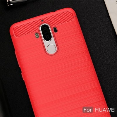 Huawei Mate 9 „Carbon“ cieta silikona (TPU) sarkans apvalks | vacins.lv