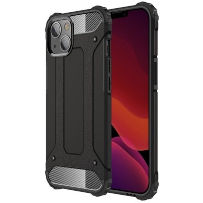 Sustiprintos apsaugos Apple iPhone 13 Mini juodas kieto silikono (TPU) ir plastiko dėklas | Priedai.lt