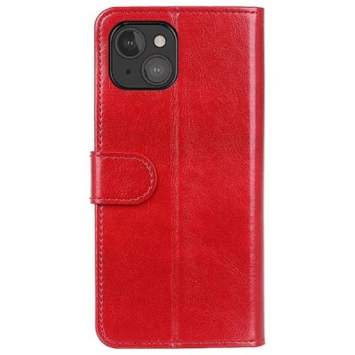 Apple iPhone 13 Mini atverčiamas raudonas odinis dėklas, knygutė - piniginė | Priedai.lt