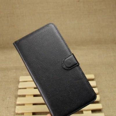 HTC Desire 816 atverčiamas juodas odinis dėklas - piniginė / Priedai.lt