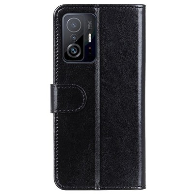 Xiaomi 11T (11T Pro) atverčiamas juodas odinis dėklas, knygutė - piniginė | Priedai.lt