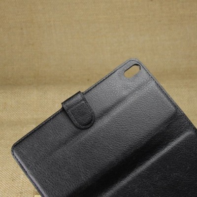 HTC Desire 816 atverčiamas juodas odinis dėklas - piniginė / Priedai.lt