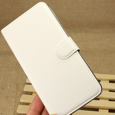 HTC Desire 816 atverčiamas baltas odinis dėklas - piniginė / Priedai.lt