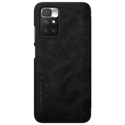Greznais „Nillkin“ Qin sērijas ādas atvērams melns Xiaomi Redmi 10 maciņš | Vacins.lv
